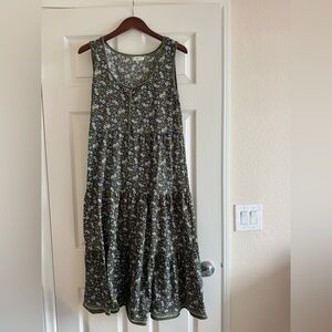 Max Studio Olive Green Floral Maxi Dress